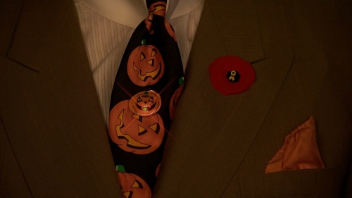 Closeup of Don Cherry's Halloween tie, 1 Nov 2008
