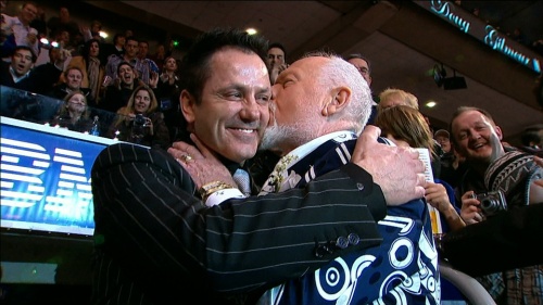 Don Cherry kissing Doug Gilmour on Hockey Night in Canada (#3)